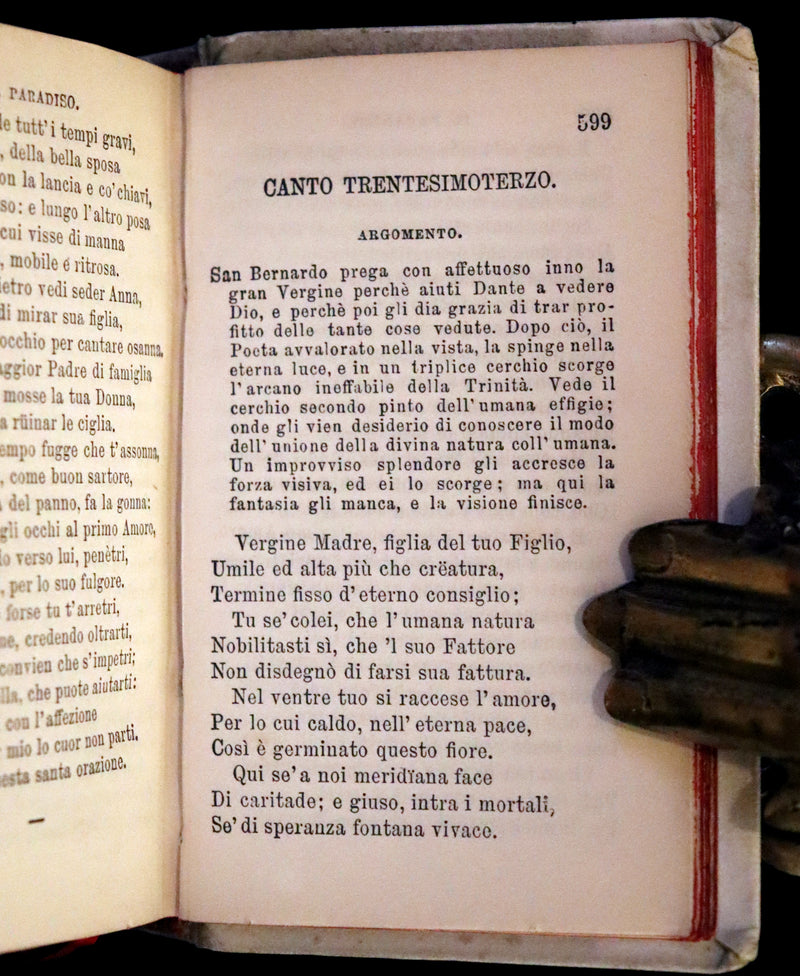 1890 Italian Vellum Book - La Divina Commedia di Dante Alighieri, Divine Comedy