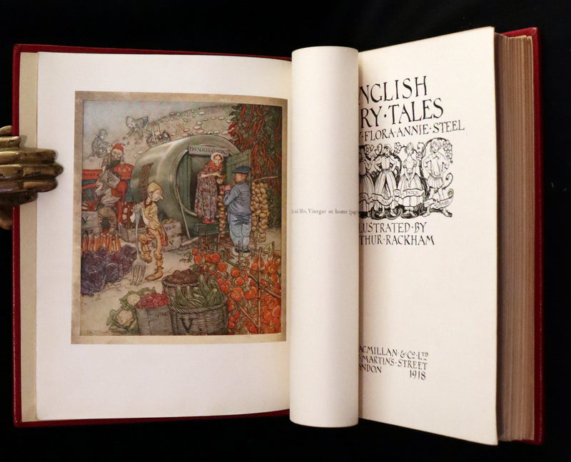 1918 First Edition in Morocco Binding - ENGLISH FAIRY TALES by Flora Annie Steel, illustrated by Arthur Rackham.
