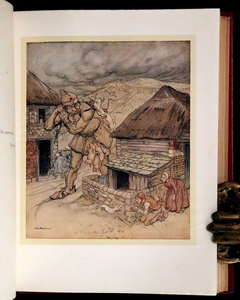 1918 First Edition in Morocco Binding - ENGLISH FAIRY TALES by Flora Annie Steel, illustrated by Arthur Rackham.
