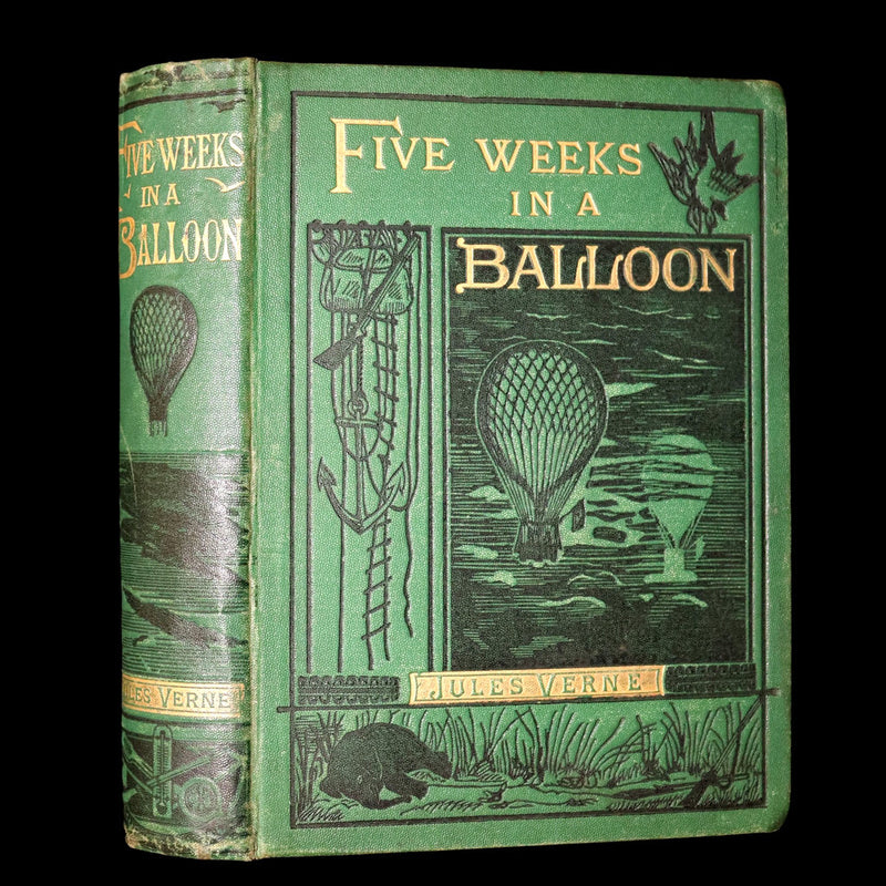 1887 Rare Early Edition - Five Weeks in a Balloon by Jules Verne, Illustrated