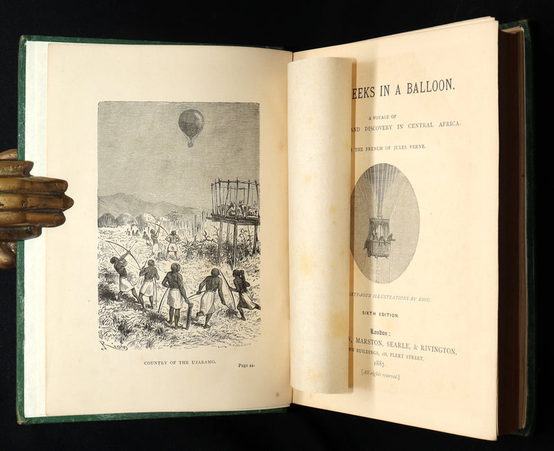1887 Rare Early Edition - Five Weeks in a Balloon by Jules Verne, Illustrated