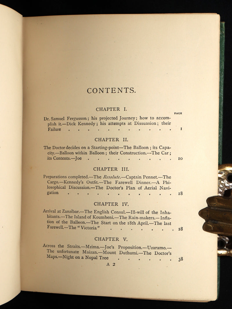 1887 Rare Early Edition - Five Weeks in a Balloon by Jules Verne, Illustrated