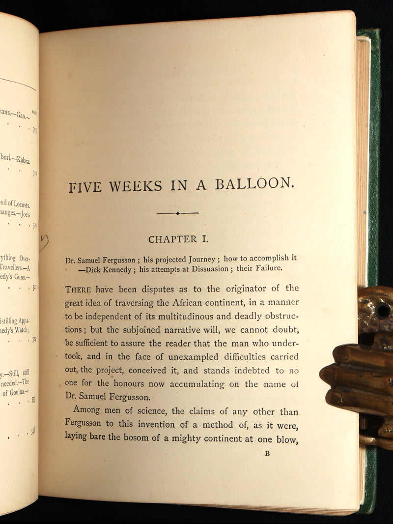 1887 Rare Early Edition - Five Weeks in a Balloon by Jules Verne, Illustrated