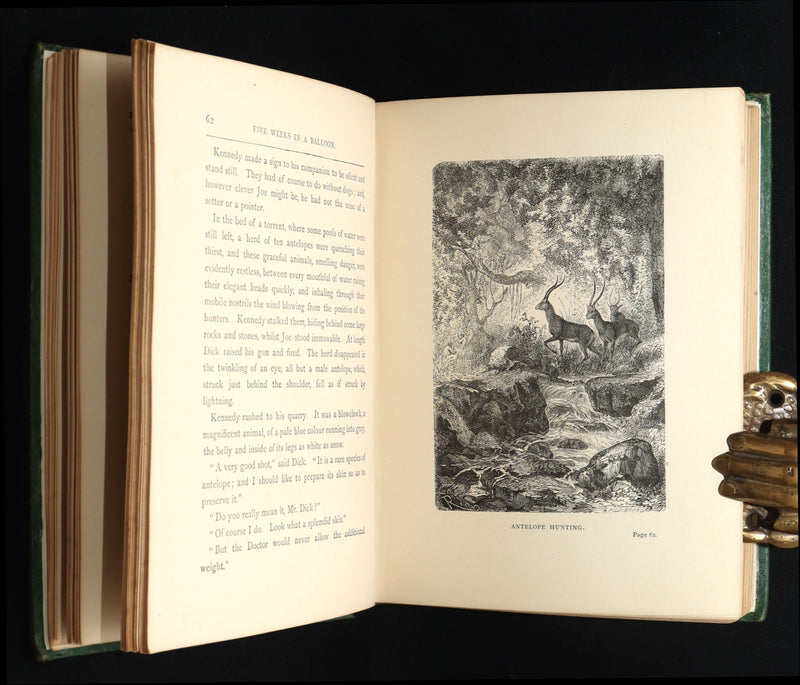 1887 Rare Early Edition - Five Weeks in a Balloon by Jules Verne, Illustrated