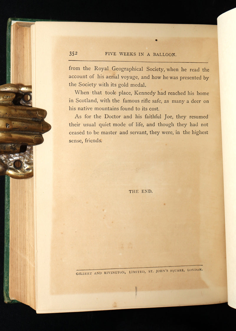 1887 Rare Early Edition - Five Weeks in a Balloon by Jules Verne, Illustrated