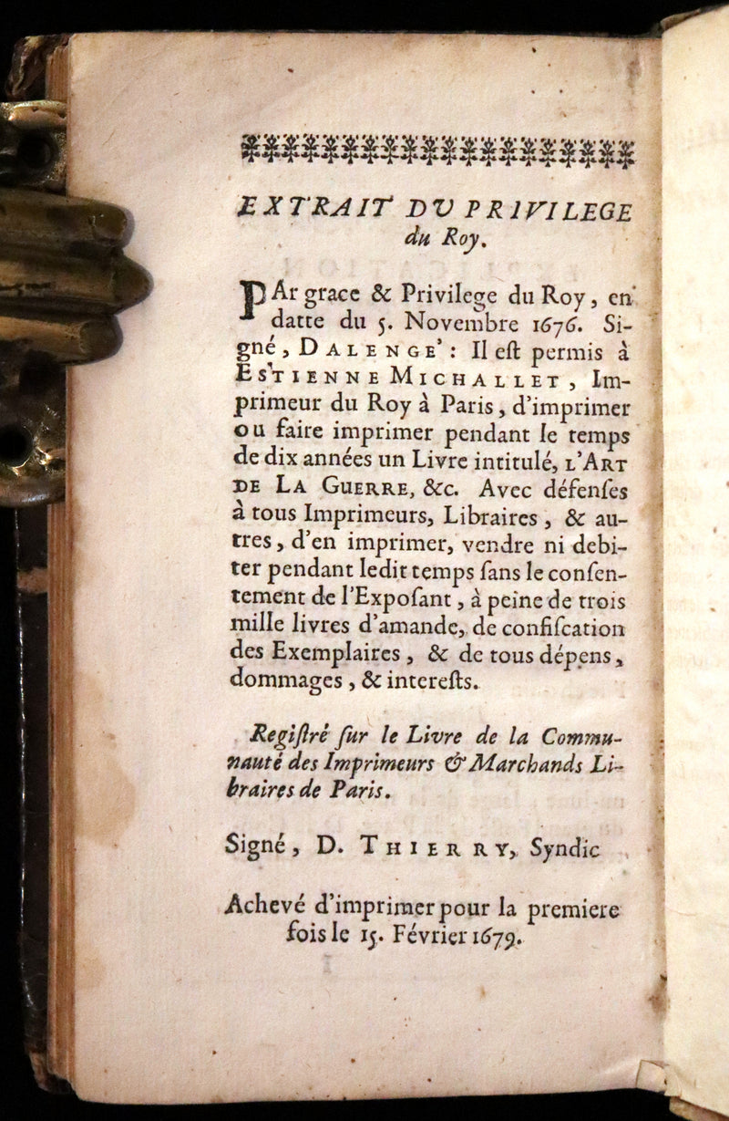 1689 Scarce French First Edition - The Art of War - L'Art de la Guerre by le Sieur Louis de Gaya.