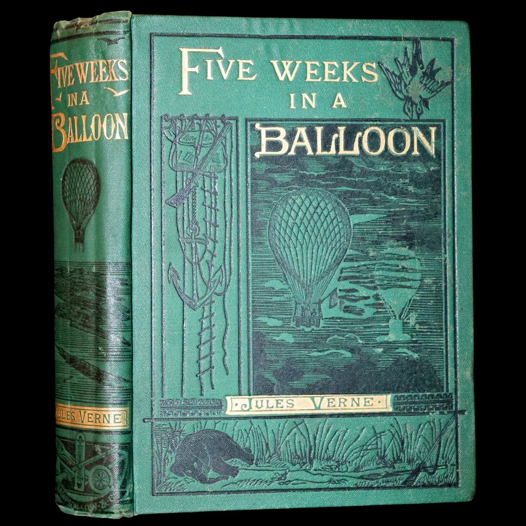 洋書 BALLOON TOP/Nobuko Albery/SIGNED 1890 Rare Early Edition - Five Weeks in a Balloon by JULES VERNE