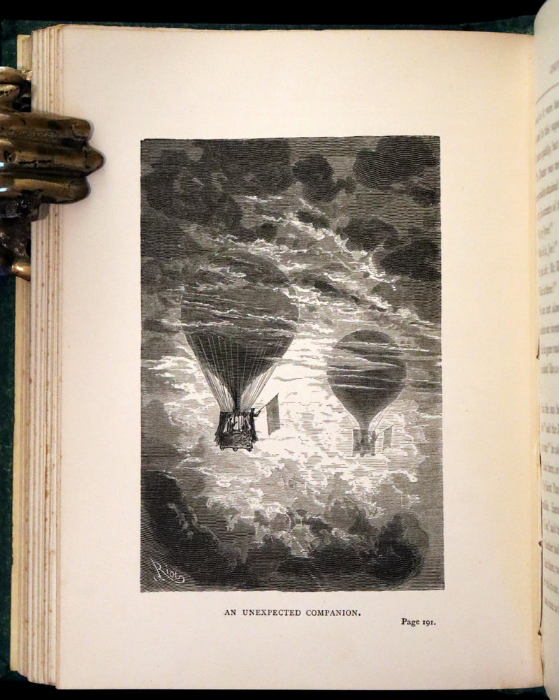 1890 Rare Early Edition - Five Weeks in a Balloon by JULES VERNE, illustrated by Edouard Riou.
