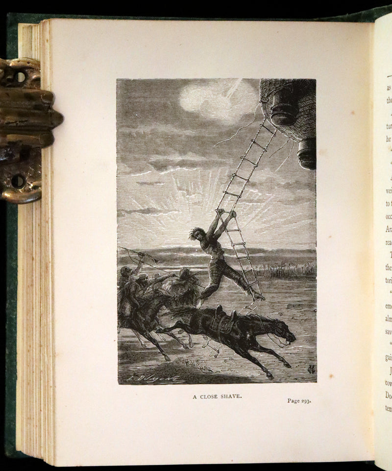 1890 Rare Early Edition - Five Weeks in a Balloon by JULES VERNE, illustrated by Edouard Riou.