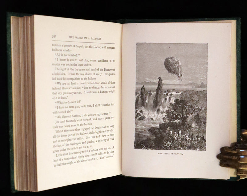 1890 Rare Early Edition - Five Weeks in a Balloon by JULES VERNE, illustrated by Edouard Riou.