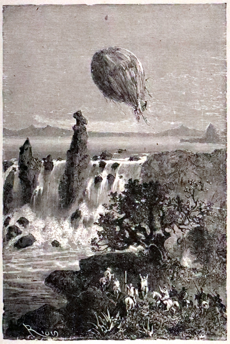 1890 Rare Early Edition - Five Weeks in a Balloon by JULES VERNE, illustrated by Edouard Riou.
