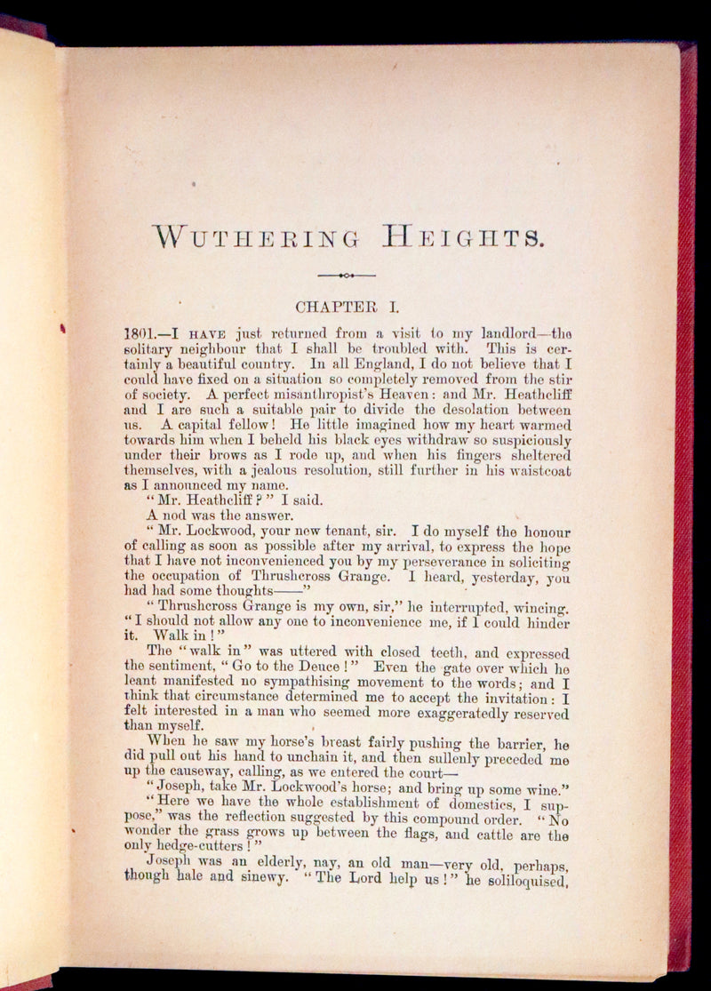 1894 Scarce Edition - WUTHERING HEIGHTS by Emily Brontë (Ellis Bell), And Agnes Grey by Anne Brontë (Acton Bell).