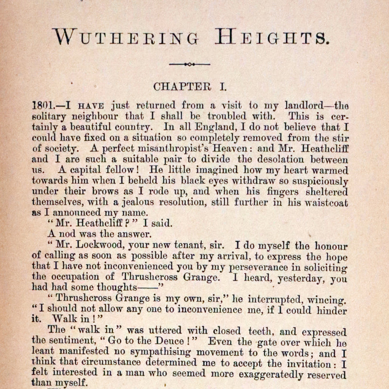 1894 Scarce Edition - WUTHERING HEIGHTS by Emily Brontë (Ellis Bell), And Agnes Grey by Anne Brontë (Acton Bell).