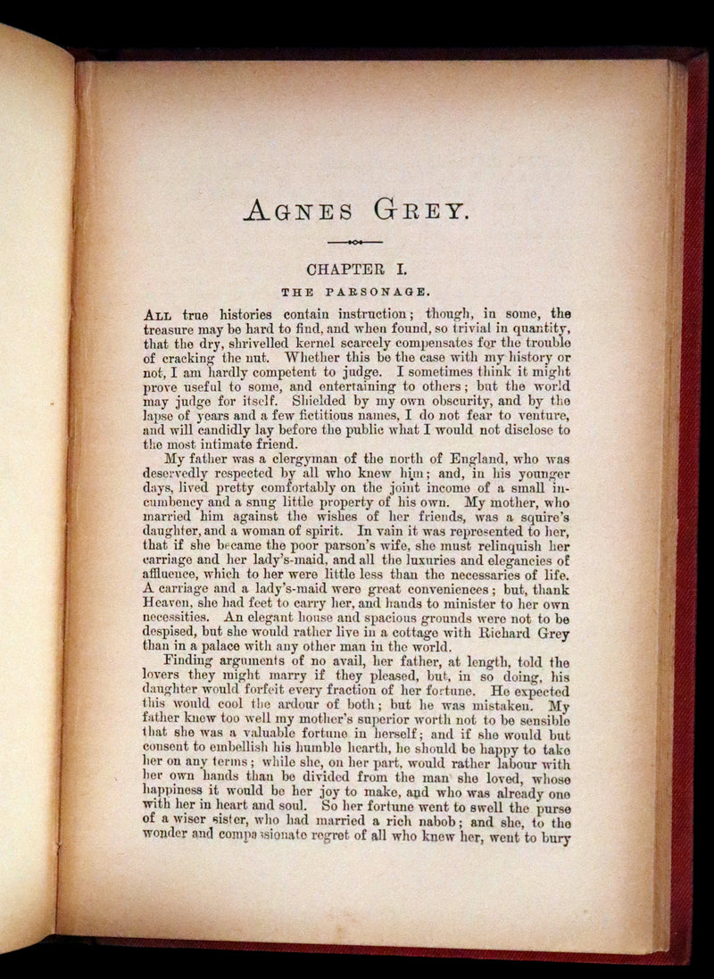 1894 Scarce Edition - WUTHERING HEIGHTS by Emily Brontë (Ellis Bell), And Agnes Grey by Anne Brontë (Acton Bell).
