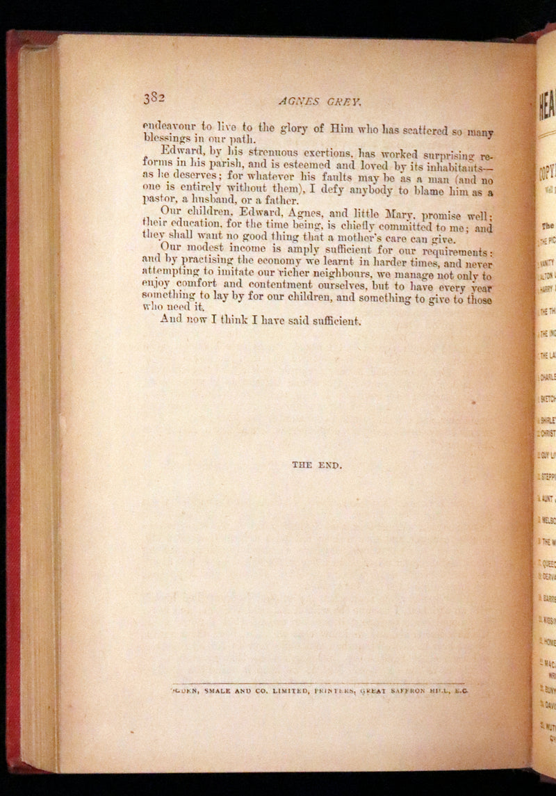 1894 Scarce Edition - WUTHERING HEIGHTS by Emily Brontë (Ellis Bell), And Agnes Grey by Anne Brontë (Acton Bell).