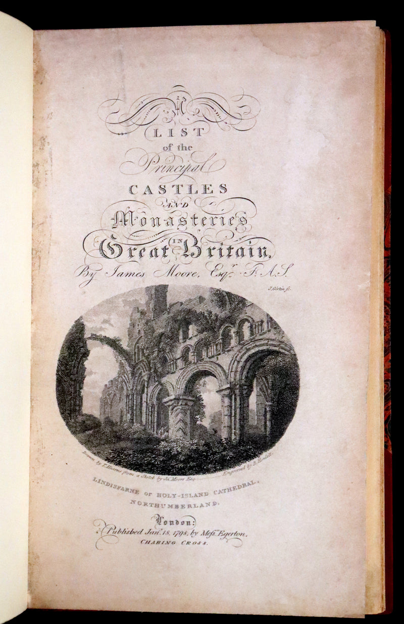 1798 Scarce First Edition bound by Sangorski and Sutcliffe - A List of the Principal Castles and Monasteries in Great Britain.