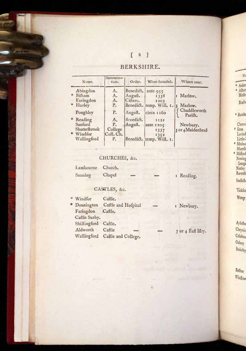1798 Scarce First Edition bound by Sangorski and Sutcliffe - A List of the Principal Castles and Monasteries in Great Britain.