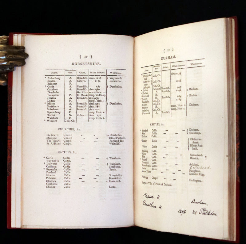 1798 Scarce First Edition bound by Sangorski and Sutcliffe - A List of the Principal Castles and Monasteries in Great Britain.