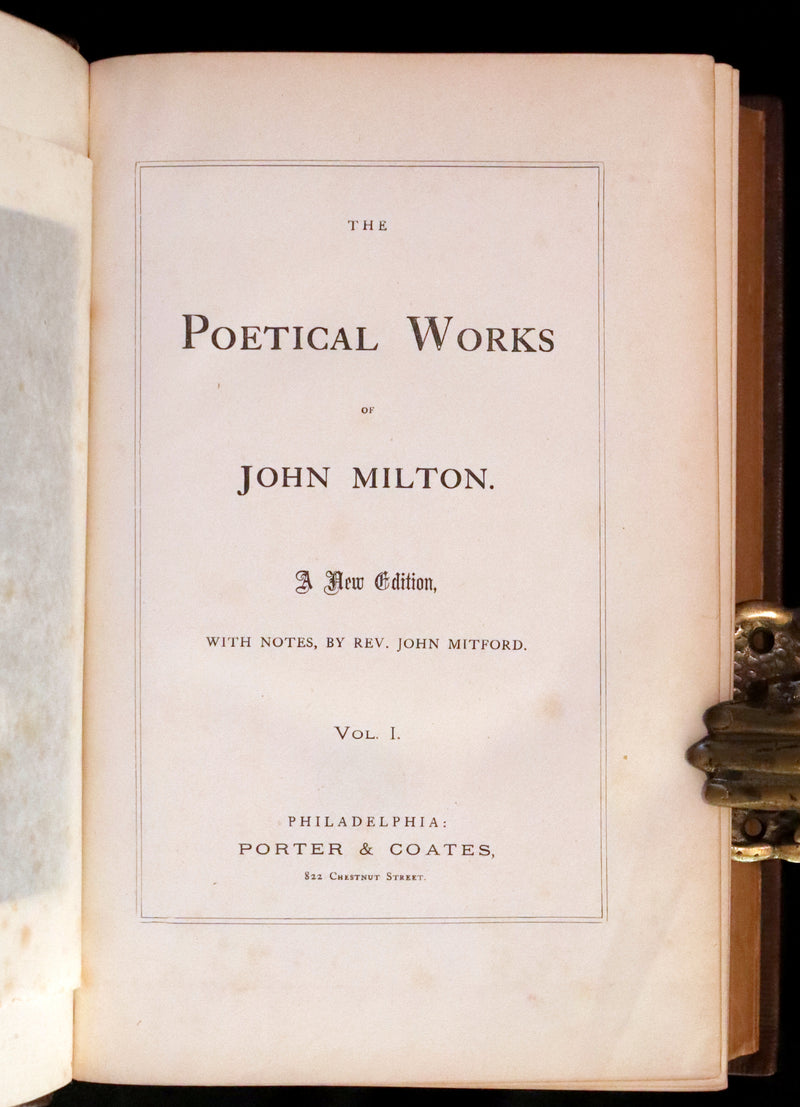 1880 Rare Victorian Book ~ The Poetical Works of John Milton. The Paradise Lost, Paradise Regained, etc. Illustrated.