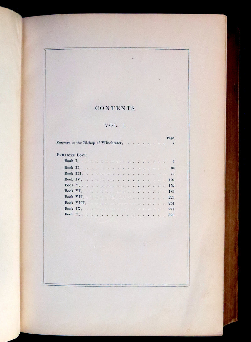 1880 Rare Victorian Book ~ The Poetical Works of John Milton. The Paradise Lost, Paradise Regained, etc. Illustrated.