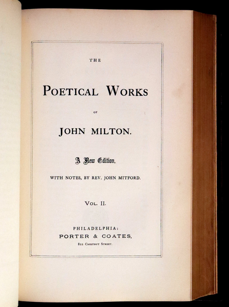 1880 Rare Victorian Book ~ The Poetical Works of John Milton. The Paradise Lost, Paradise Regained, etc. Illustrated.