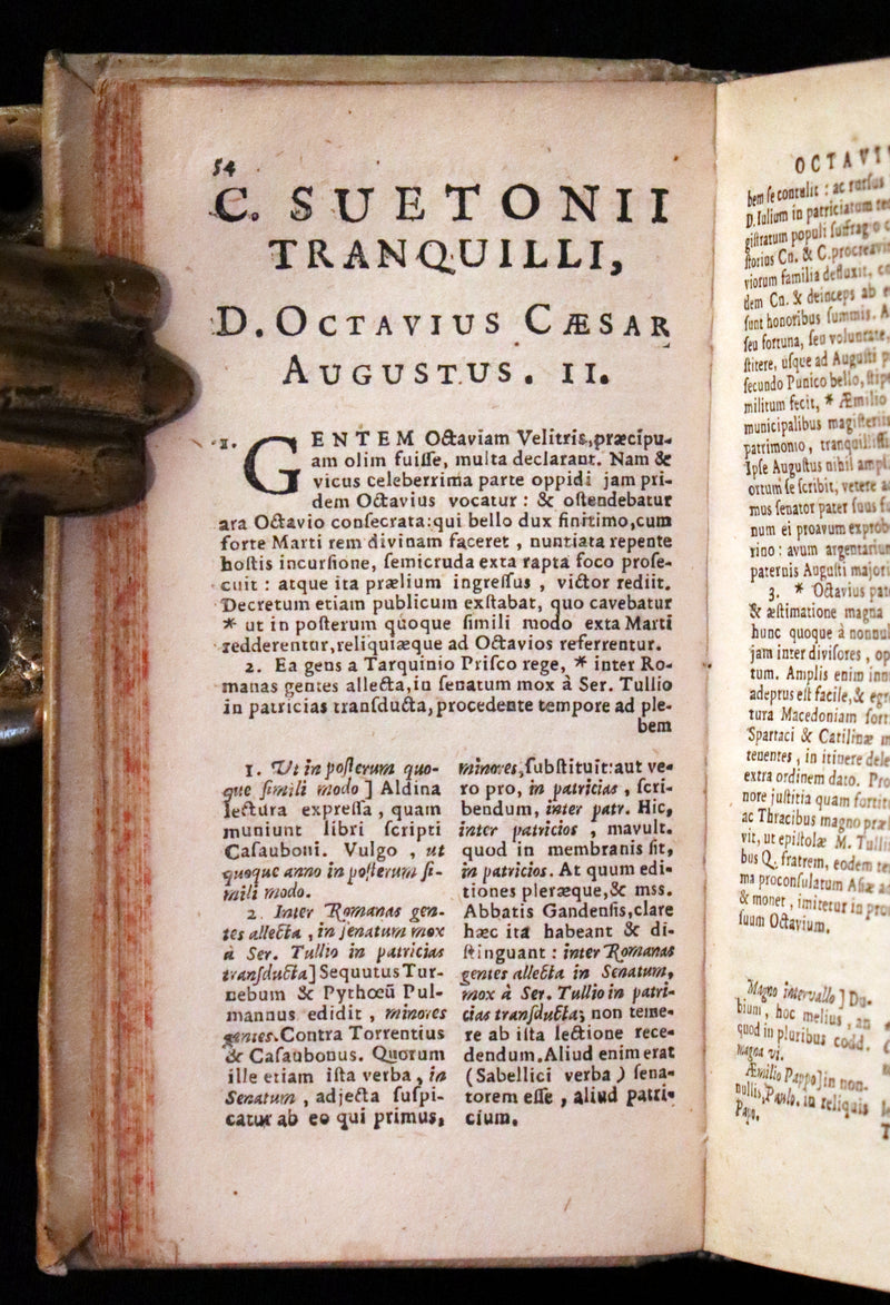 1631 Rare Latin Vellum Book - Lives of the Twelve Caesars & other notes by Suetonius - Cum Notationibus Diversorum.