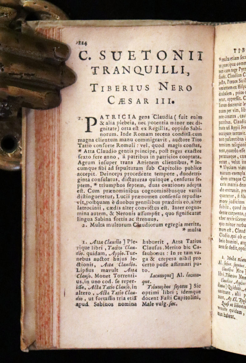 1631 Rare Latin Vellum Book - Lives of the Twelve Caesars & other notes by Suetonius - Cum Notationibus Diversorum.