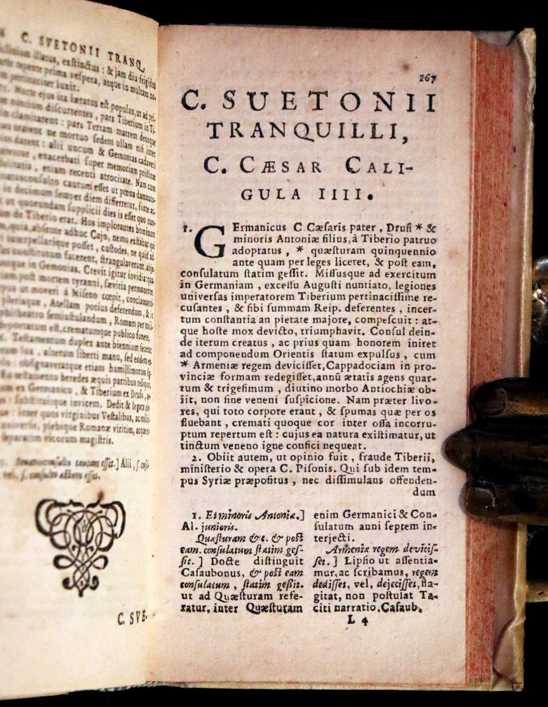 1631 Rare Latin Vellum Book - Lives of the Twelve Caesars & other notes by Suetonius - Cum Notationibus Diversorum.
