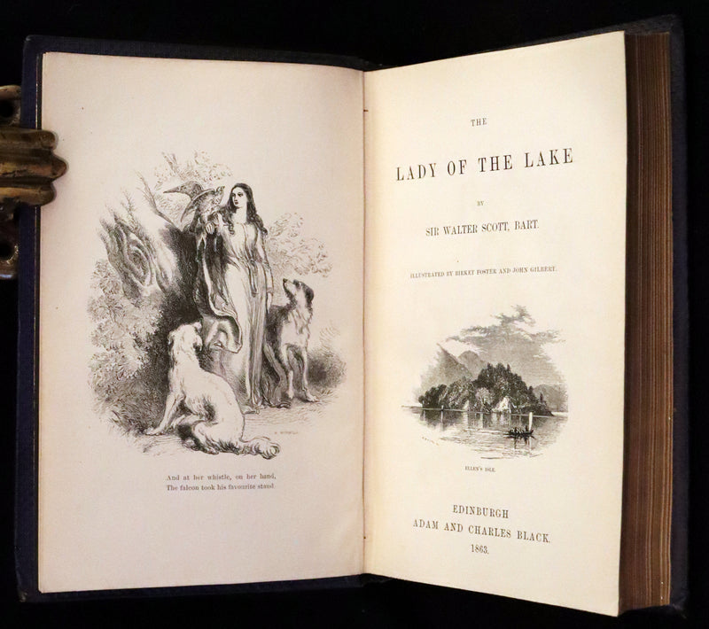 1863 Rare Book ~ Lady of the Lake by Sir Walter Scott, Illustrated by Birket Foster and John Gilbert.