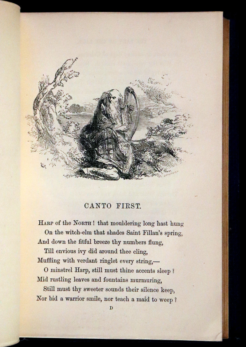 1863 Rare Book ~ Lady of the Lake by Sir Walter Scott, Illustrated by Birket Foster and John Gilbert.