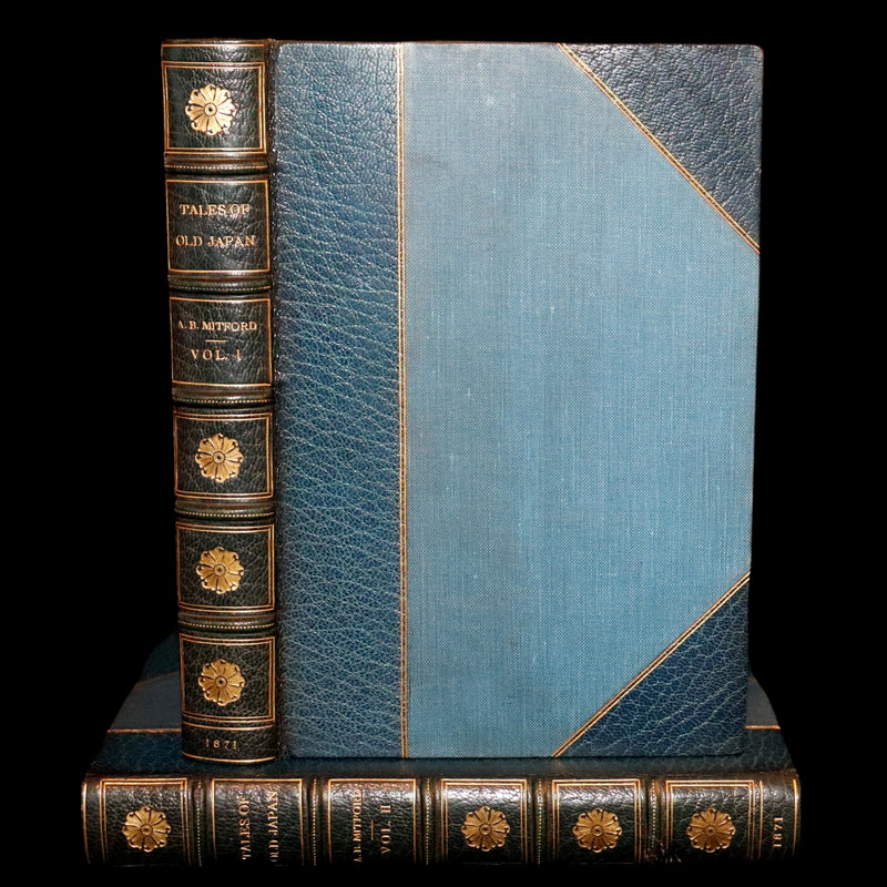 1871 Scarce First Edition bound by Riviere and Son  - Tales of Old Japan by A. B. Mitford with illustrations on wood by Japanese Artists.