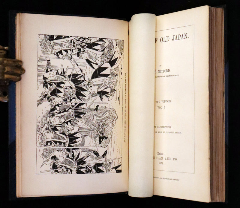 1871 Scarce First Edition bound by Riviere and Son  - Tales of Old Japan by A. B. Mitford with illustrations on wood by Japanese Artists.