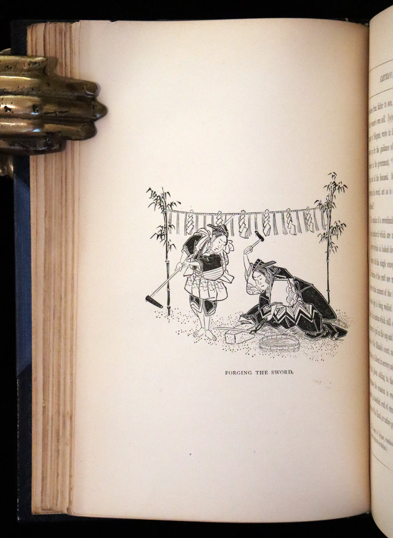 1871 Scarce First Edition bound by Riviere and Son  - Tales of Old Japan by A. B. Mitford with illustrations on wood by Japanese Artists.