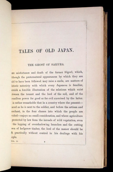 1871 Scarce First Edition bound by Riviere and Son  - Tales of Old Japan by A. B. Mitford with illustrations on wood by Japanese Artists.