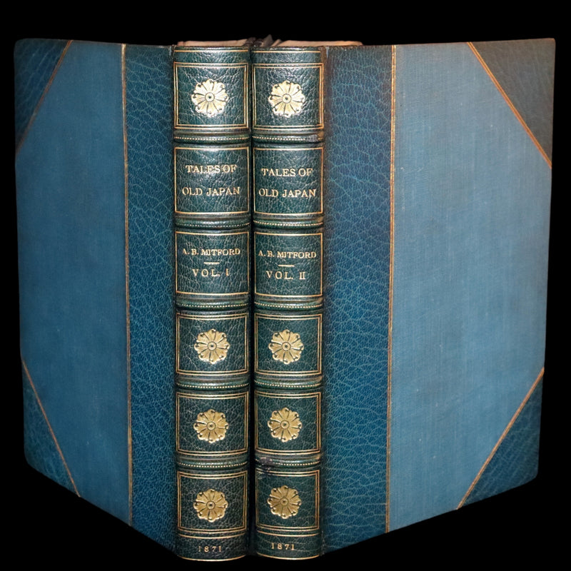 1871 Scarce First Edition bound by Riviere and Son  - Tales of Old Japan by A. B. Mitford with illustrations on wood by Japanese Artists.
