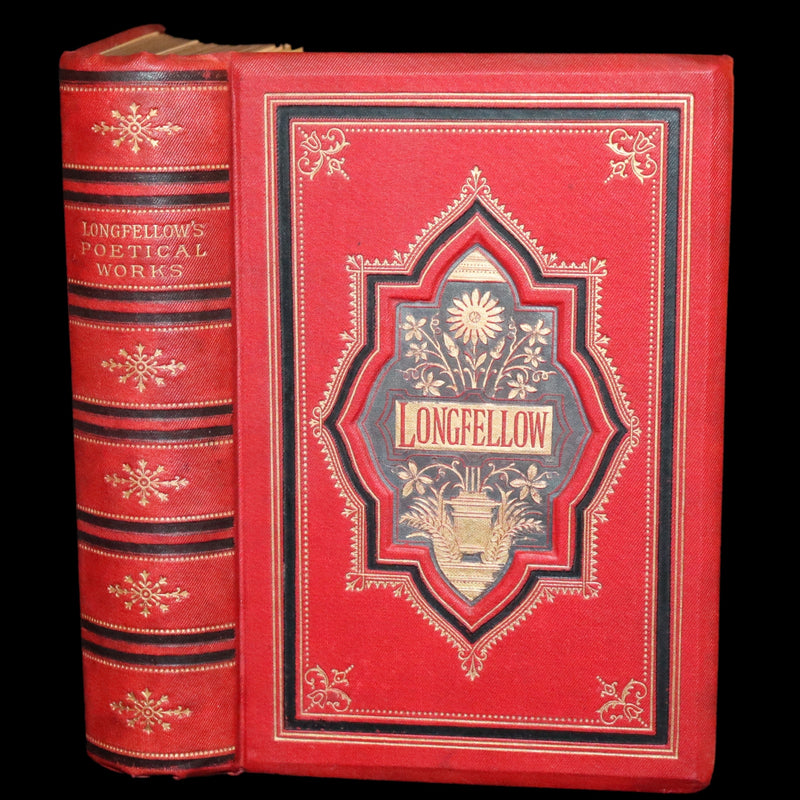 1880 Beautiful Victorian Binding - The Poetical Works of Henry W. Longfellow. Illustrated by Thomas Seccombe.