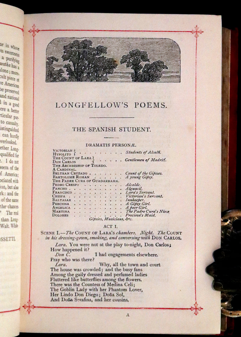 1880 Beautiful Victorian Binding - The Poetical Works of Henry W. Longfellow. Illustrated by Thomas Seccombe.