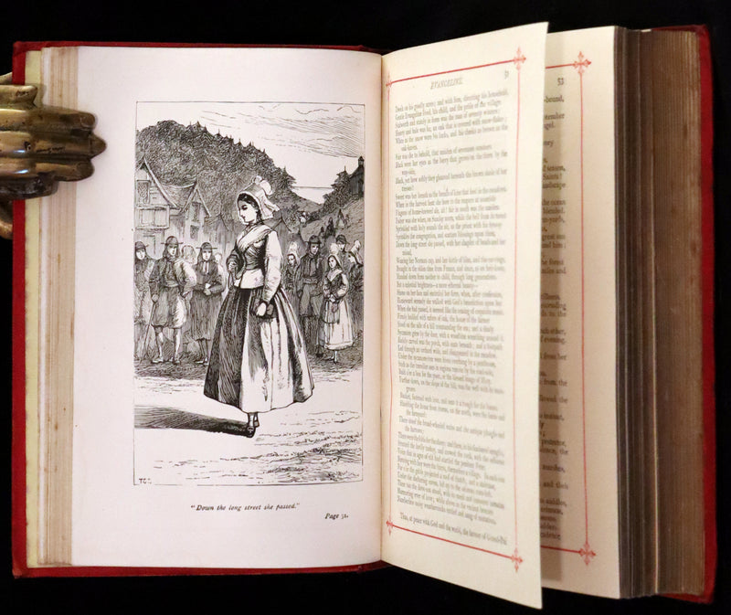 1880 Beautiful Victorian Binding - The Poetical Works of Henry W. Longfellow. Illustrated by Thomas Seccombe.