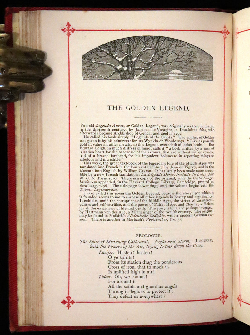 1880 Beautiful Victorian Binding - The Poetical Works of Henry W. Longfellow. Illustrated by Thomas Seccombe.