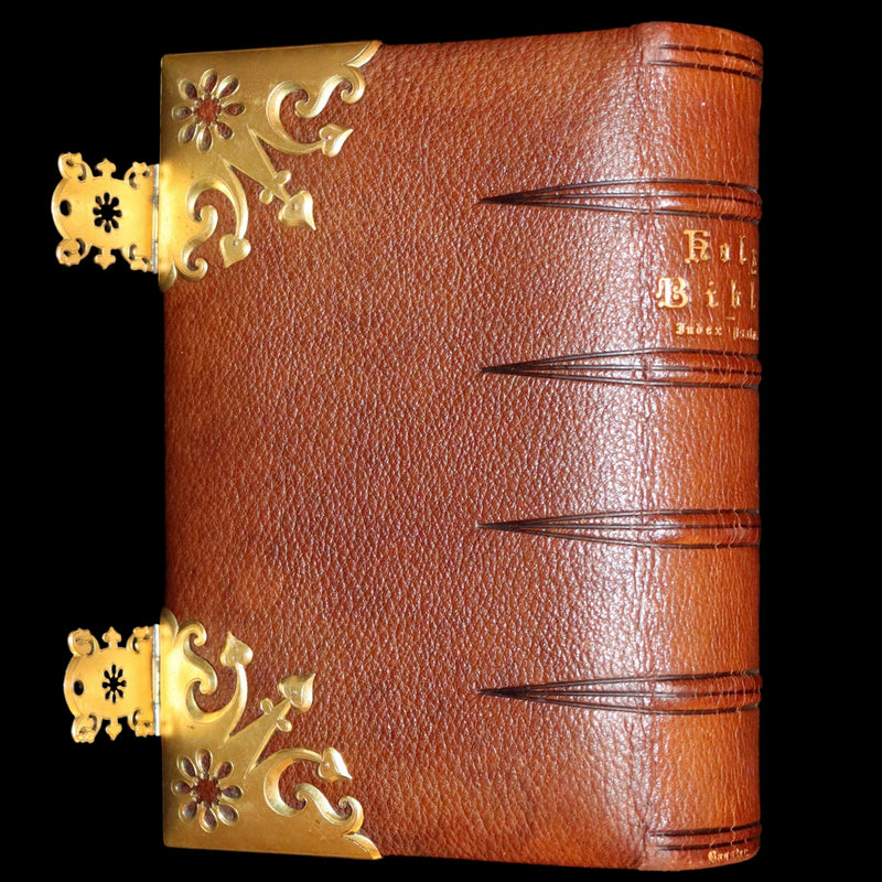 1870 Rare Book bound by Bagster - Polyglot Bible, Old and New Testaments. Beautiful binding with Clasps.