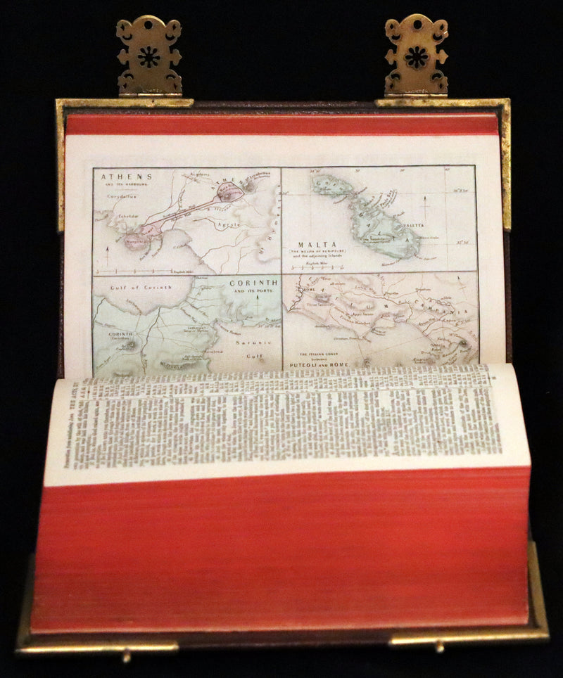 1870 Rare Book bound by Bagster - Polyglot Bible, Old and New Testaments. Beautiful binding with Clasps.