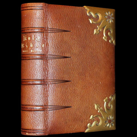 1870 Rare Book bound by Bagster - Polyglot Bible, Old and New Testaments. Beautiful binding with Clasps.