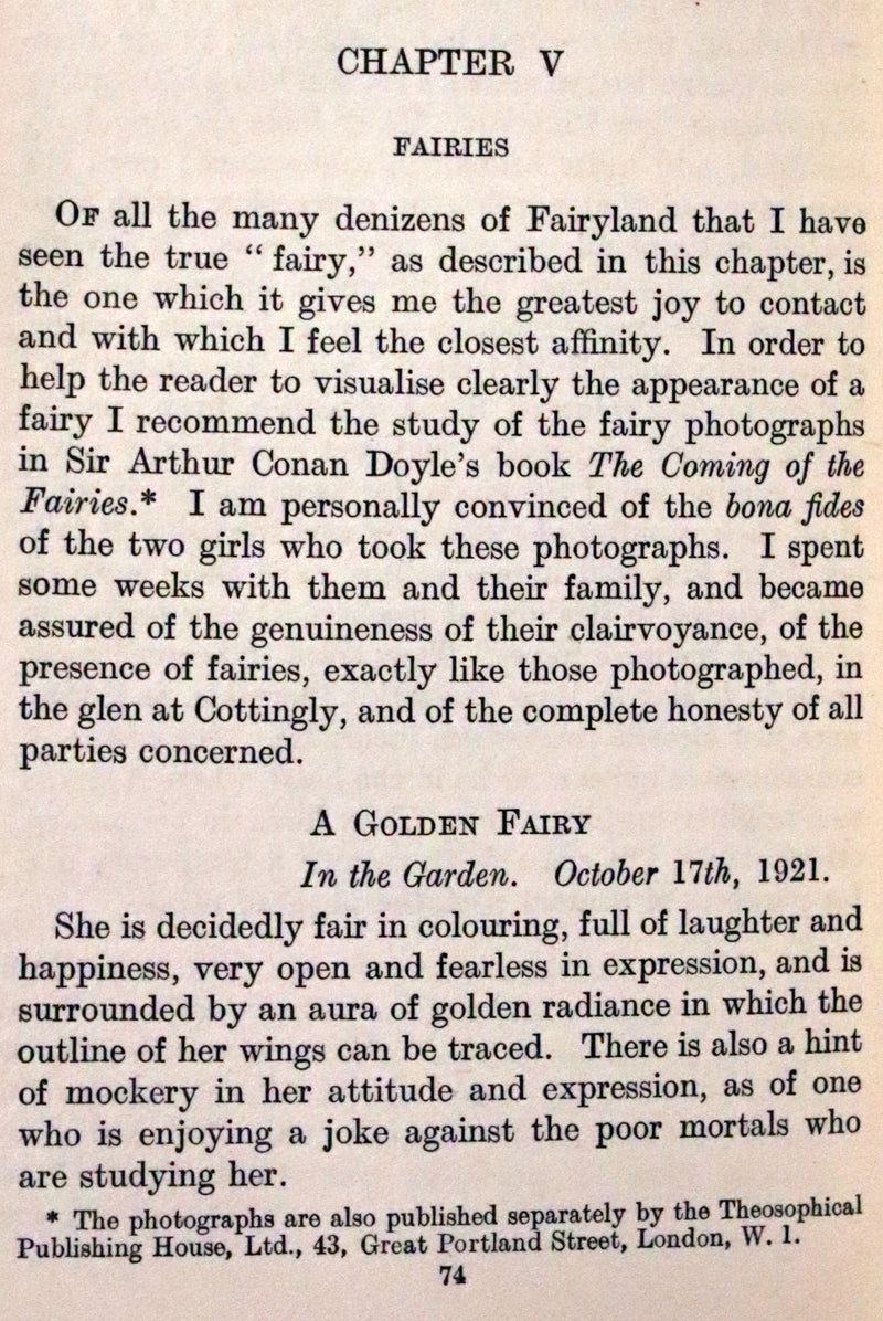 1925 Rare First Edition Book - Fairies at Work and at Play observed by Geoffrey Hodson.