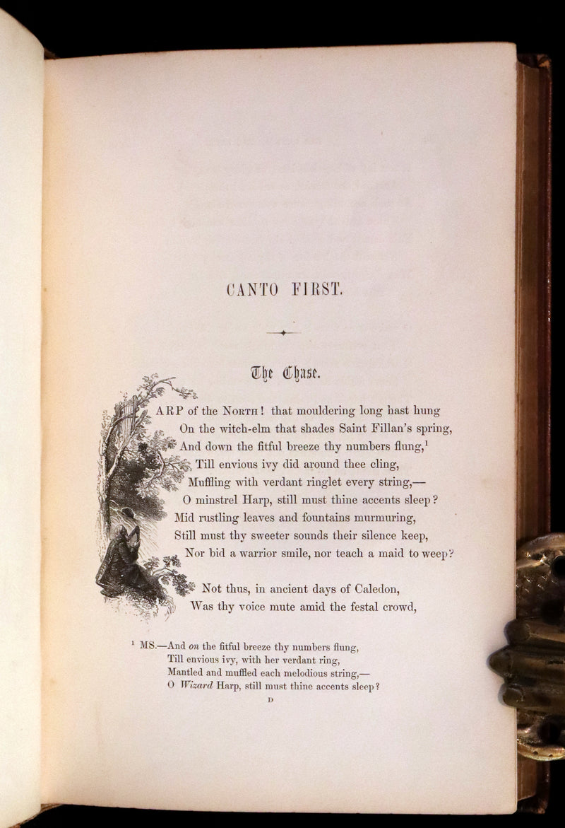 1853 Rare Book ~ Lady of the Lake by Sir Walter Scott, Illustrated by Birket Foster and John Gilbert.