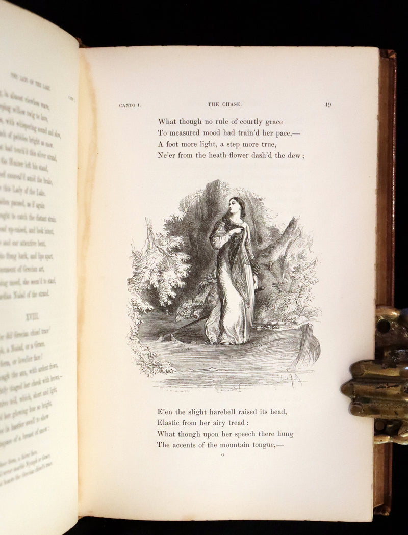 1853 Rare Book ~ Lady of the Lake by Sir Walter Scott, Illustrated by Birket Foster and John Gilbert.