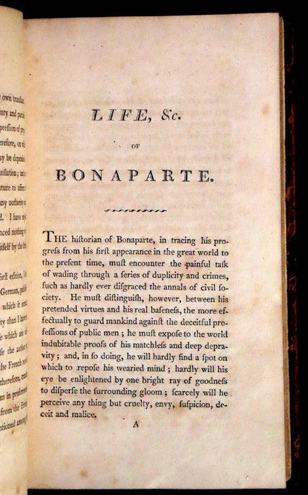 1805 Scarce Book ~ The Life and Character of Bonaparte from his Birth to the 15th of August 1804 by W. Burdon.