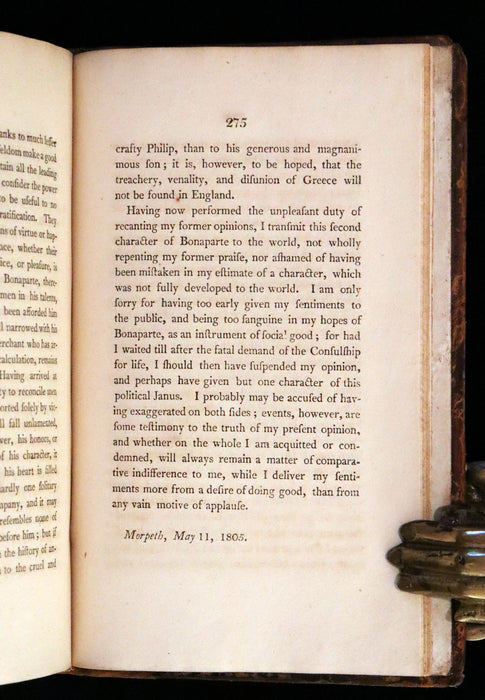 1805 Scarce Book ~ The Life and Character of Bonaparte from his Birth to the 15th of August 1804 by W. Burdon.