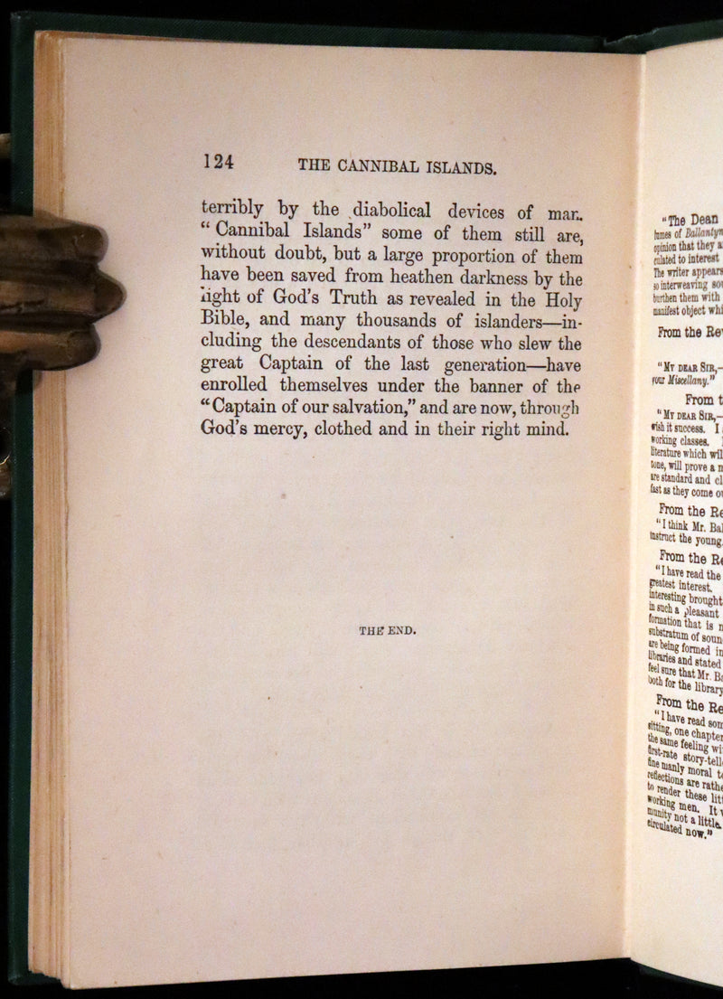 1880 Rare Victorian Book - The Cannibal Islands; Captian Cook's Adventures in the South Seas by Robert Michael Ballantyne.