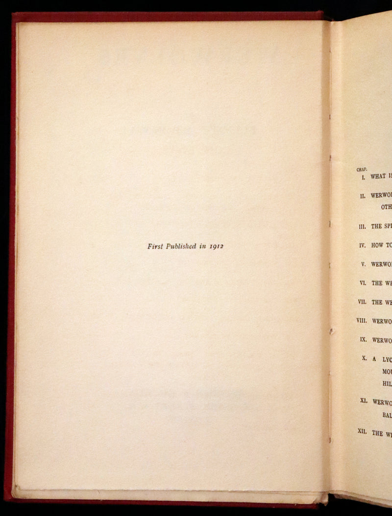1912 Scarce First Edition on WEREWOLVES - WERWOLVES by Elliott O'Donnell - How to become a WEREWOLF.