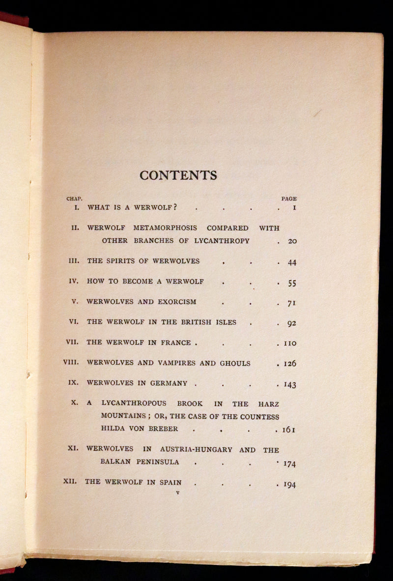 1912 Scarce First Edition on WEREWOLVES - WERWOLVES by Elliott O'Donnell - How to become a WEREWOLF.